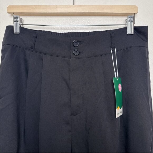 Halara Womens 44 Tapered High Waisted Button Straight Leg Trouser In Black - Picture 8 of 14